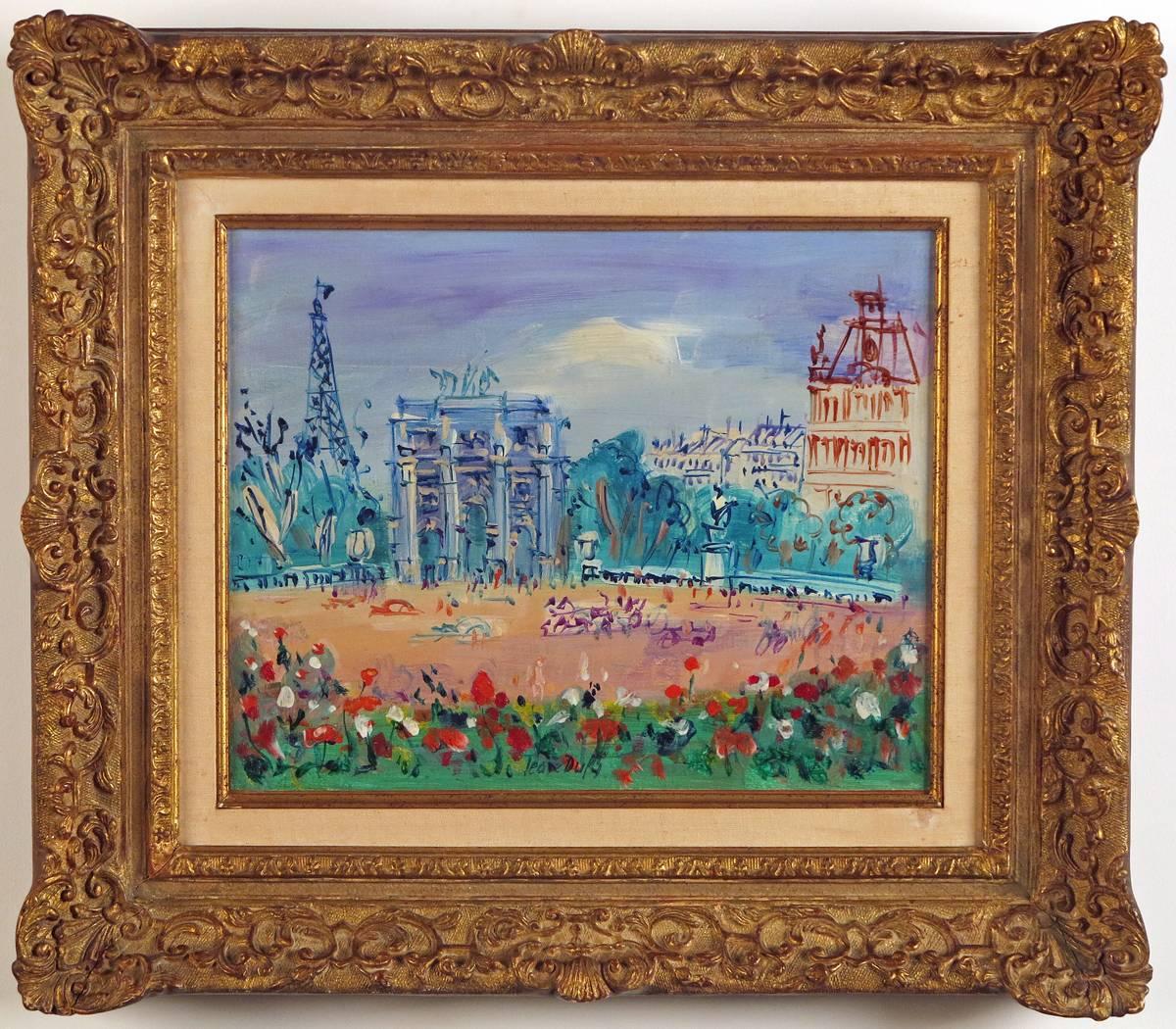 Jean Dufy
French, 1888-1964
Le Jardin des Tuileries et l‘Arc de Triomphe du Carrousel

Oil on canvas
Measure: 13 ¼ by 16 ½ in. W/frame 22 ¼ by 25 ½ in.
Signed bottom center

From LeHavre and an arts-oriented family of eleven children