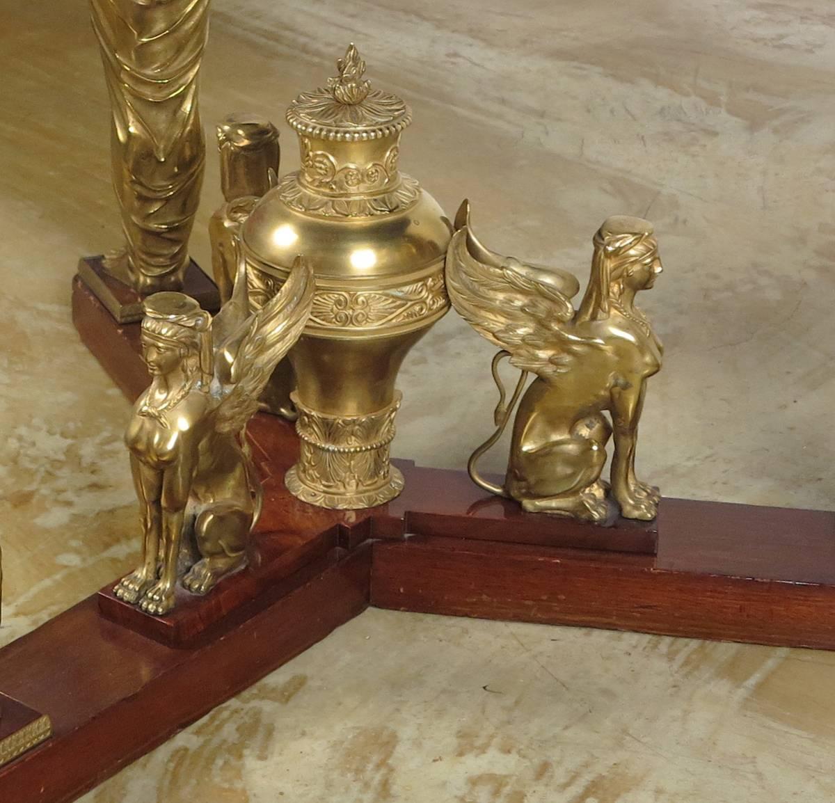 Late 19th Century Fine Empire Style Gilt Bronze Mahogany Center Table inthe Manner of Jacob-Desmal For Sale