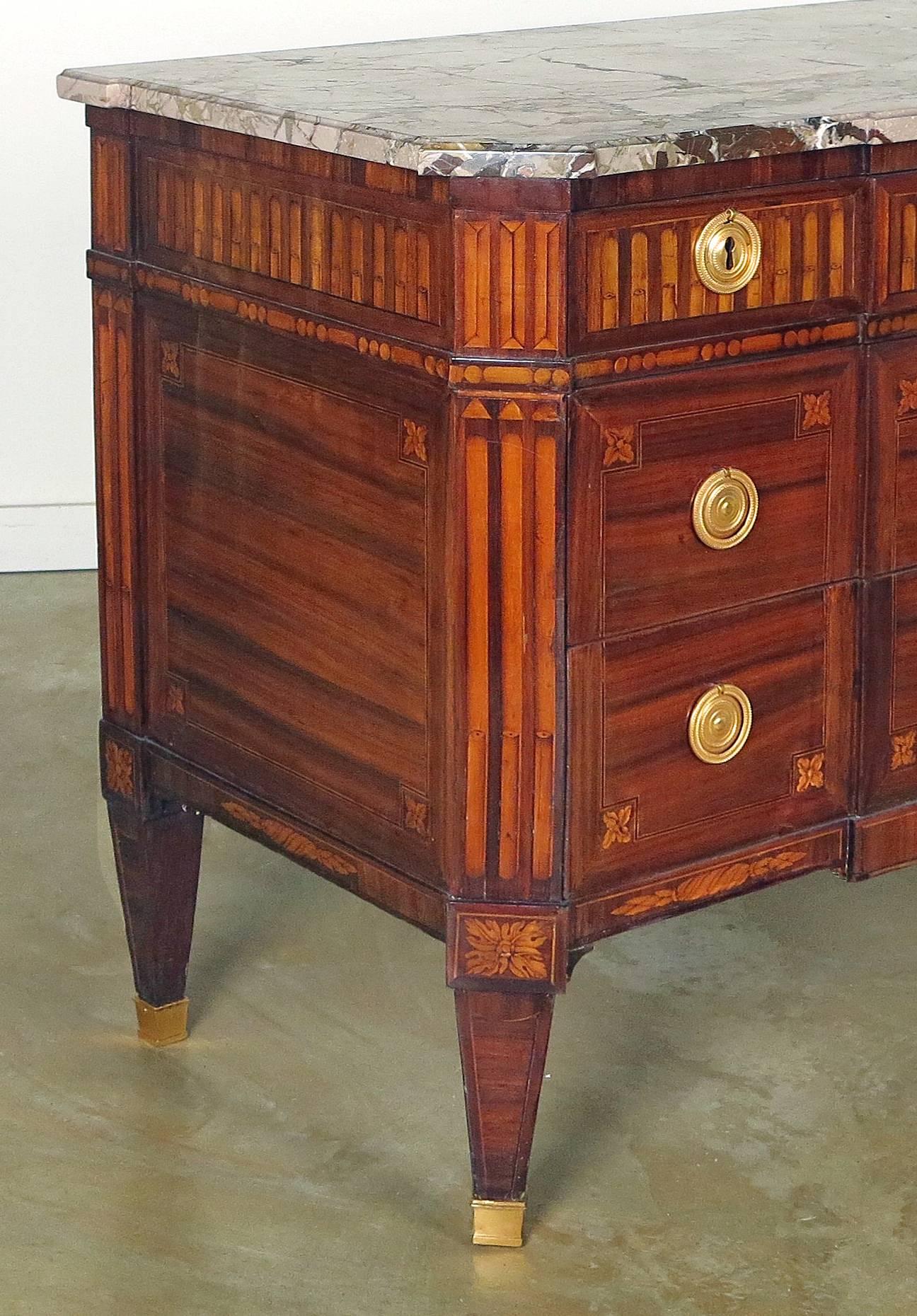 French A Fine Louis XVI Kingwood with Tulipwood & Purplewood Inlaid Commode by Crepi For Sale