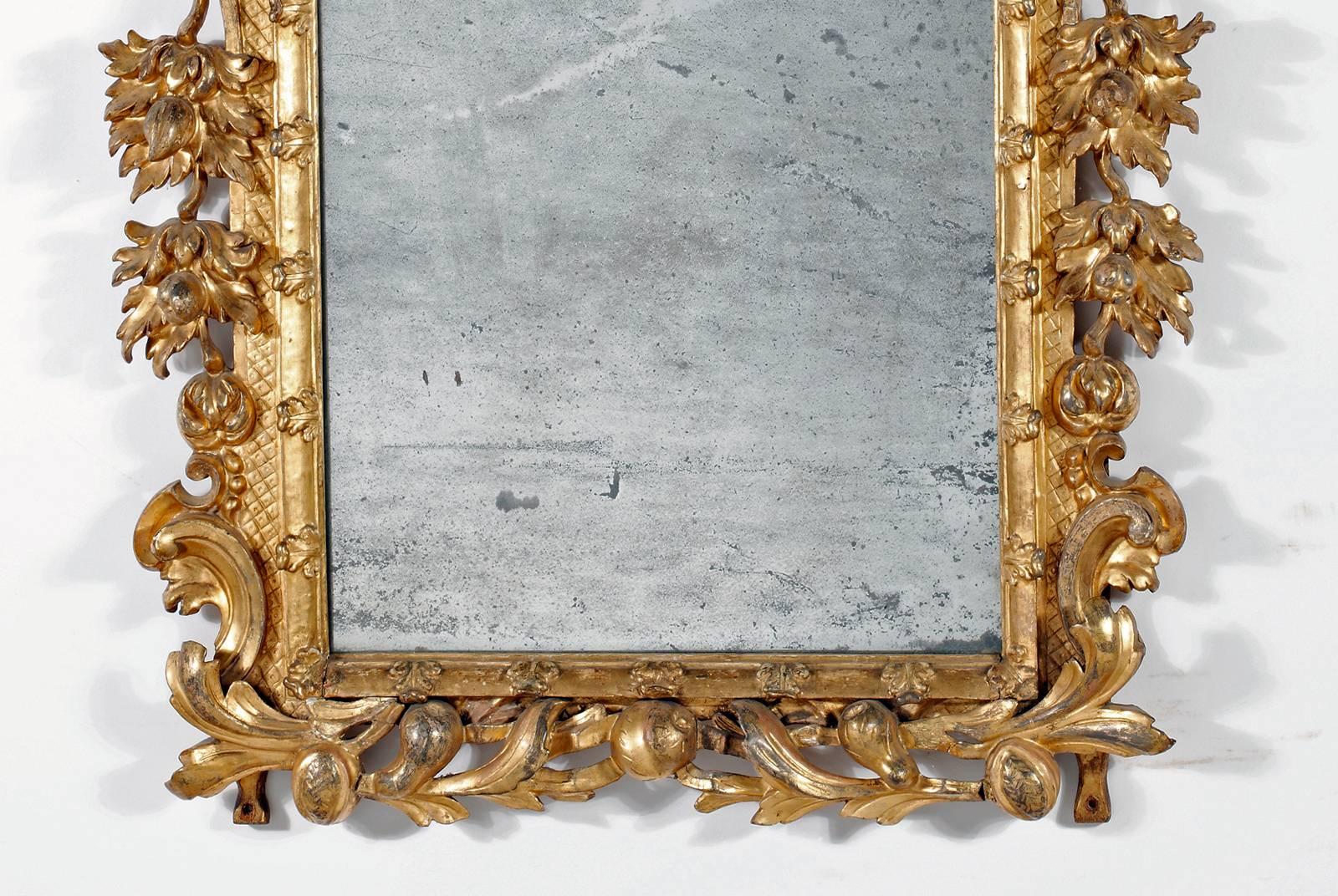 Italian Fine & Rare Mid 18th Century Gilt wood Mirror For Sale