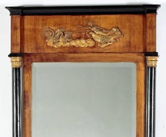 Fruitwood and Ebonized Parcel Gilt Neoclassical Pier Mirror