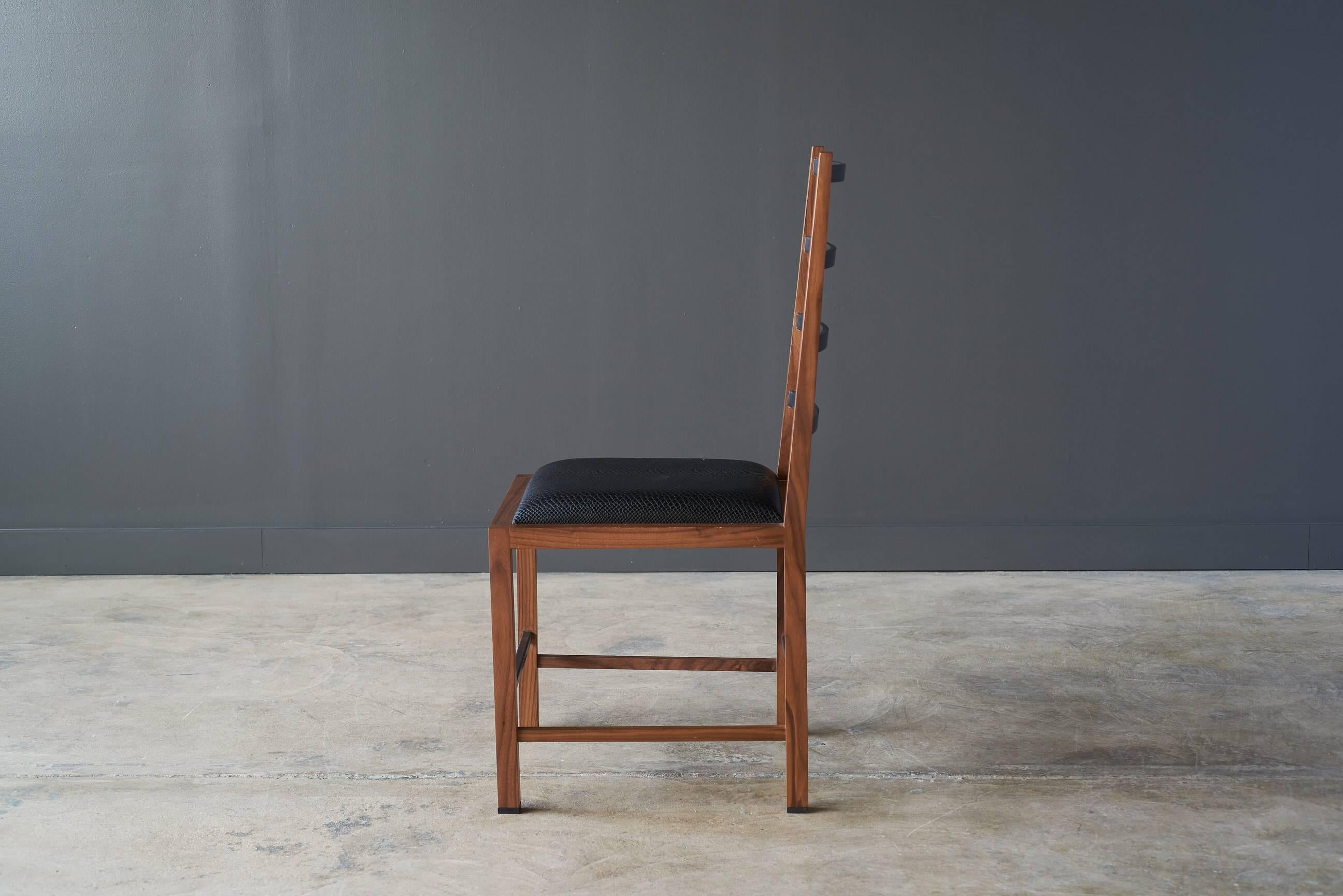 Oiled Cooper Tall Chair in handcrafted walnut and oil quenched steel For Sale