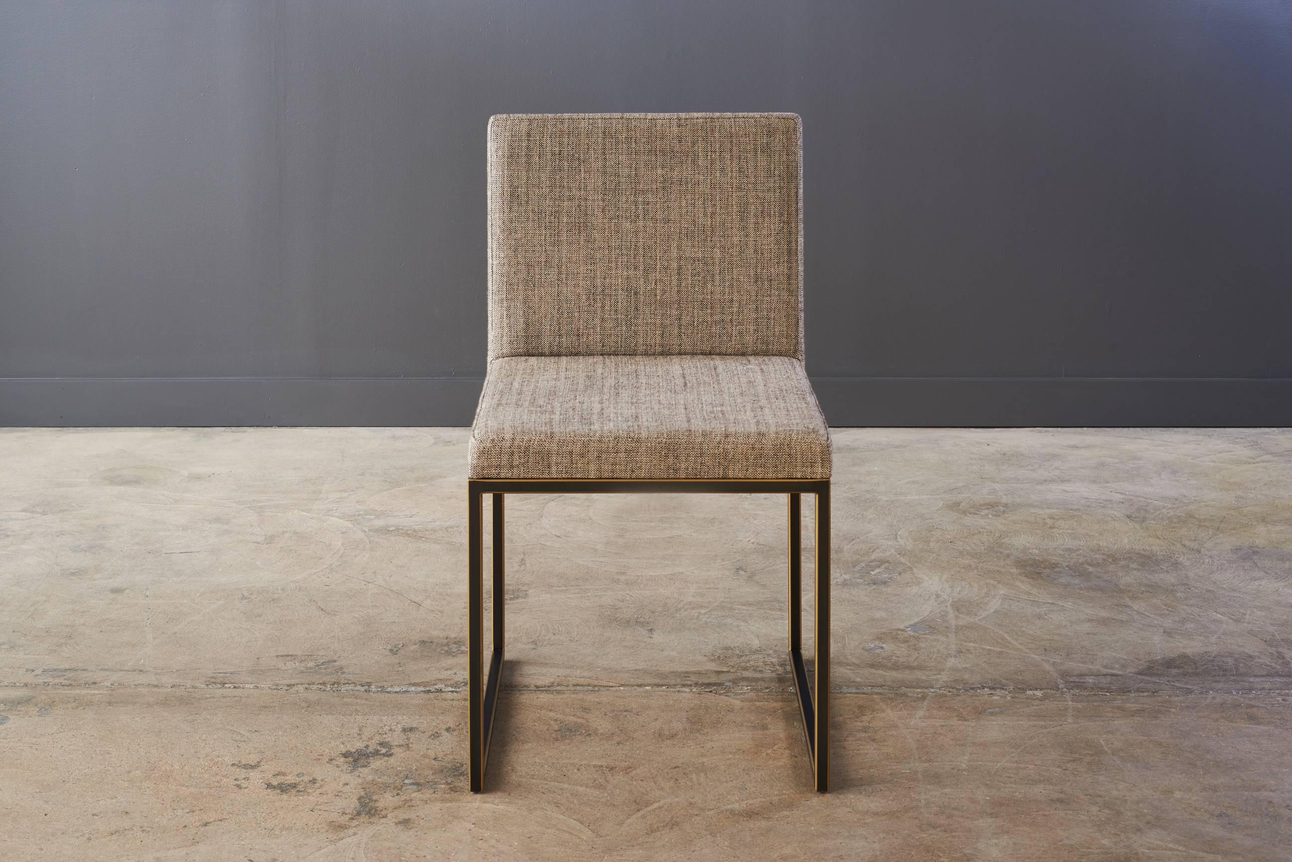 Shown in Oiled Bronze Base, Maharam Soft Tweed Sepia 
Measures: 18in x 20.625in x 32in H.

Each Desiron piece is handcrafted in the U.S.A., fully customizable and available in a variety of finishes.