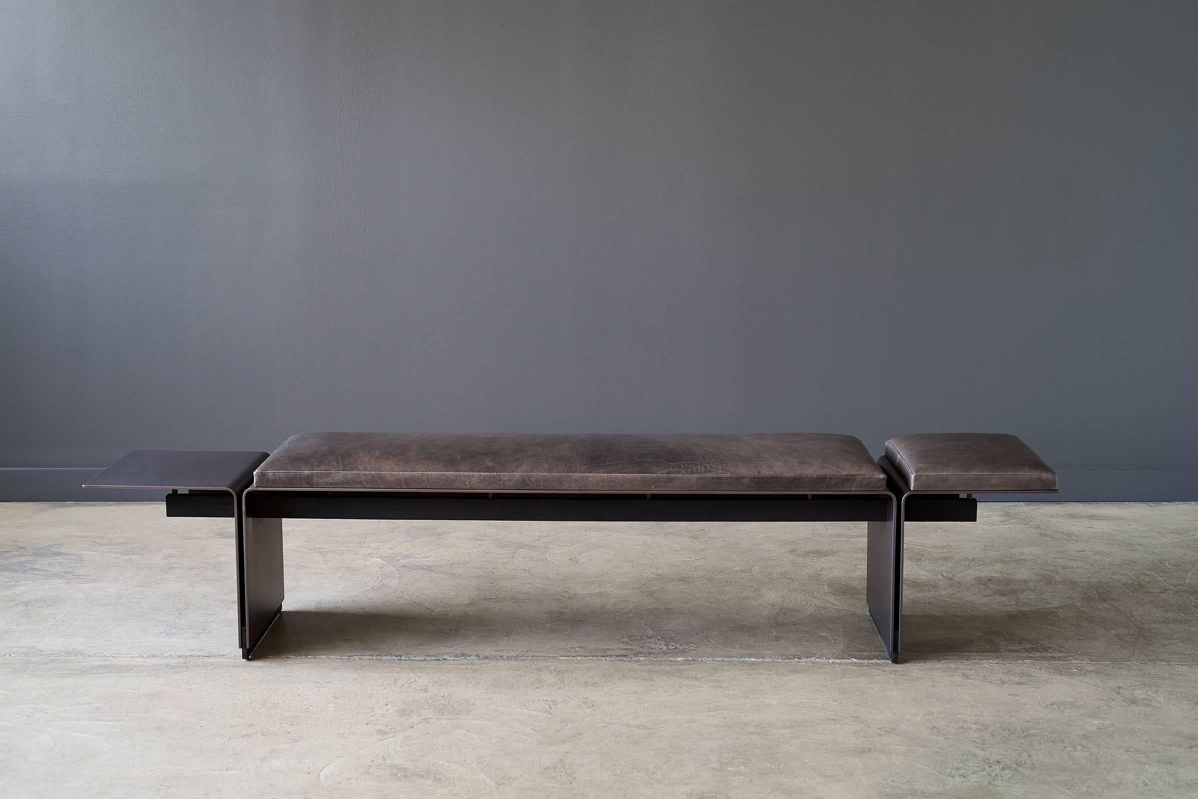 Handcrafted metal and wood bench seating created and designed in partnership with Workshop APD

Shown in Burnt Steel, Black Walnut and Garrett Distressed Anthracite

Measures: 85in x 16in x 17.5in H

Each Desiron piece is fully customizable and