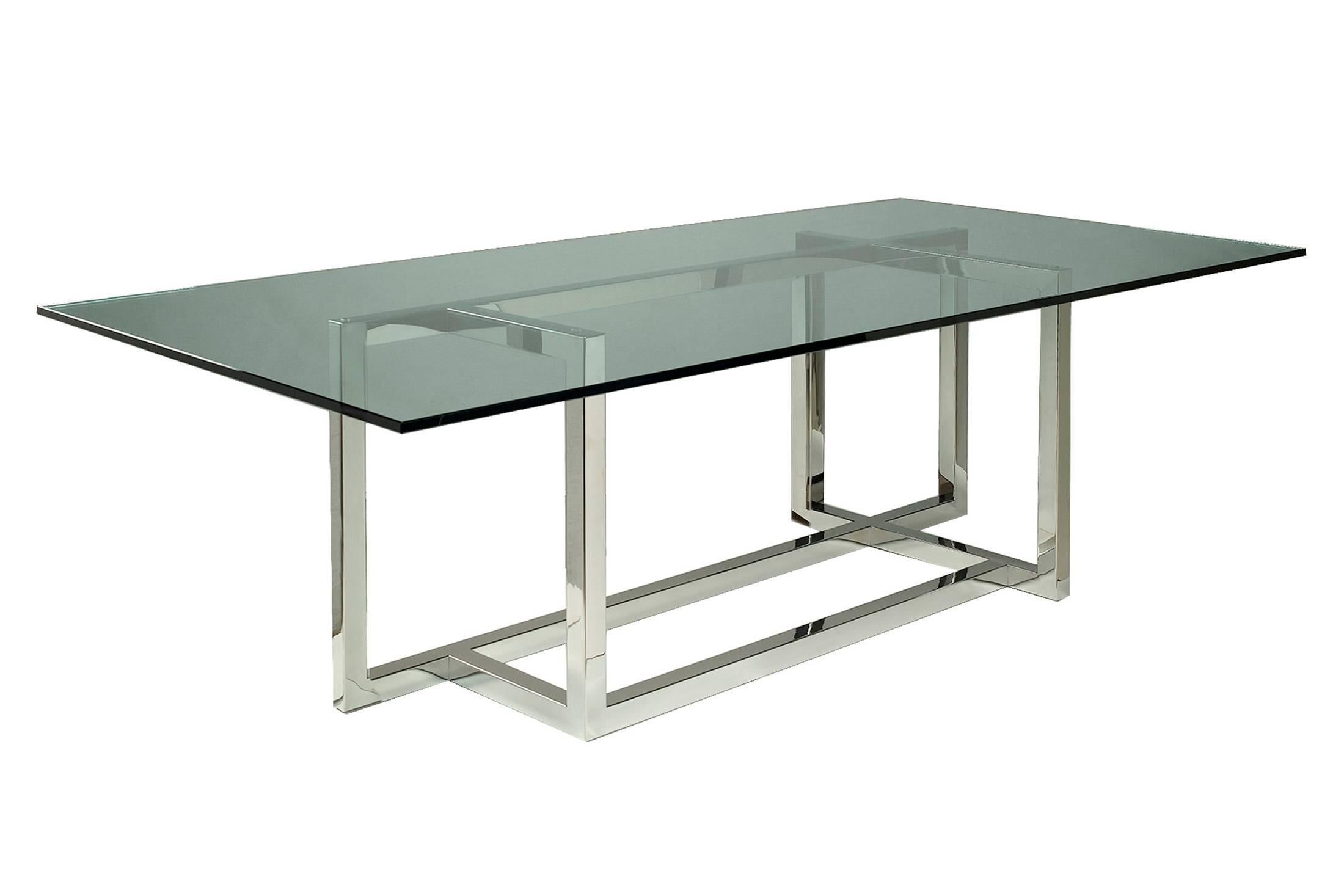 Shown in Polished Steel and Clear Glass.
Measure: 84 in x 40 in x 30 in H.

"Each Desiron piece is handcrafted in the U.S.A., fully customizable and available in a variety of finishes".