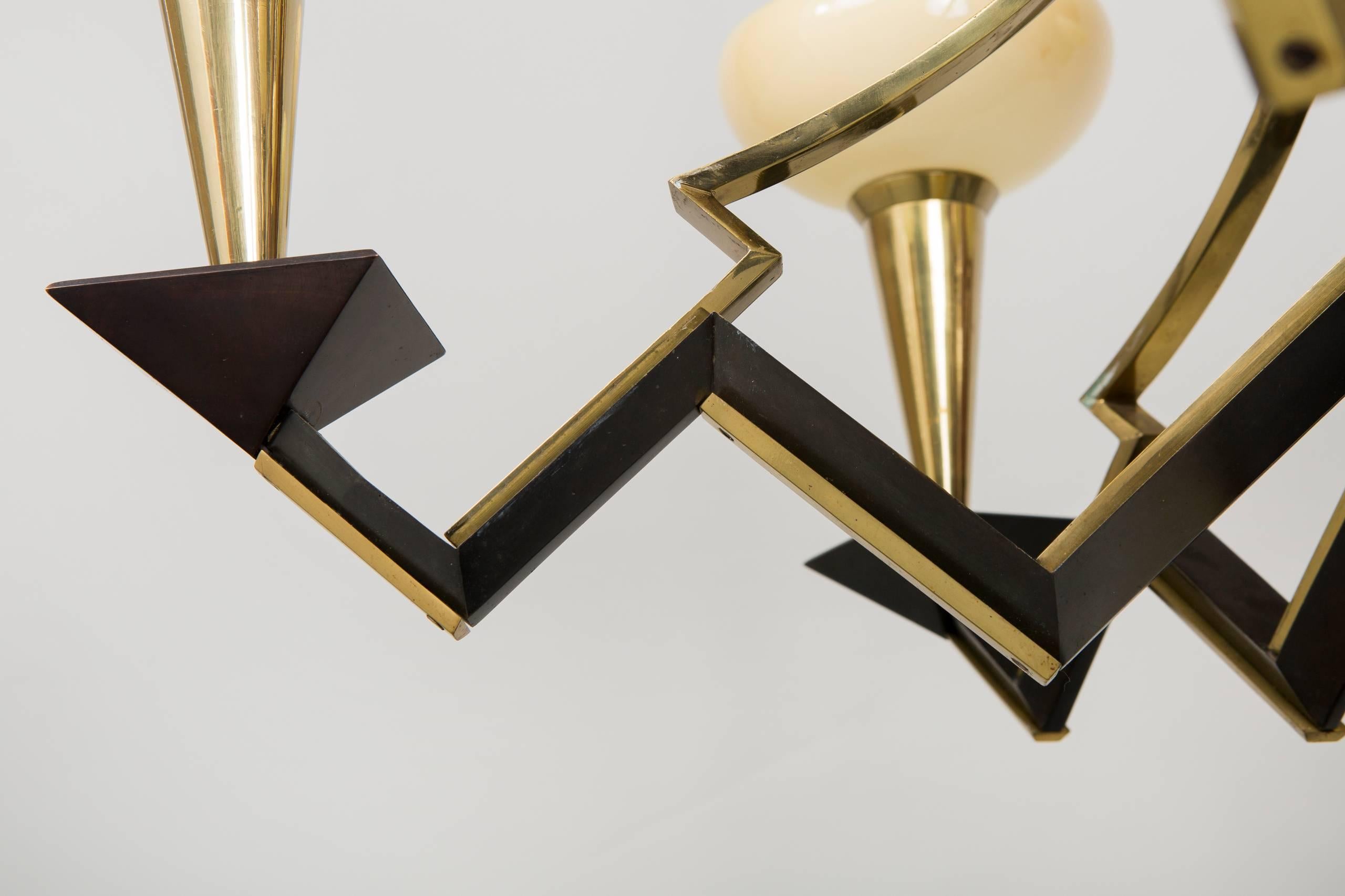Cubist Chandelier by Architect Josef Gočár In Good Condition In Brandys nad Labem, Středočeský kraj