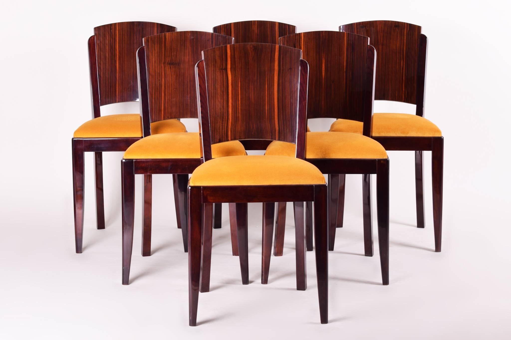 French Set of Chairs, Six Pieces Designed by French Architect Jules Leleu In Good Condition In Horomerice, CZ