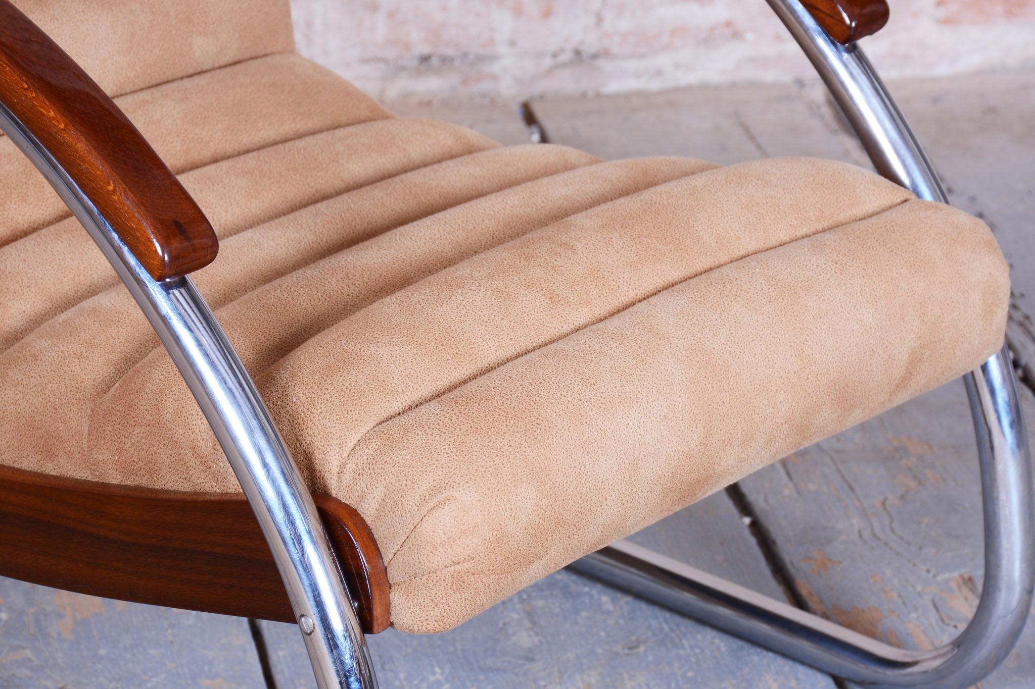 Sillón Bauhaus restaurado, de R. Slezak, modelo K32, haya, cromado, checo, años 30 en Bueno estado para la venta en Brandys nad Labem, Středočeský kraj