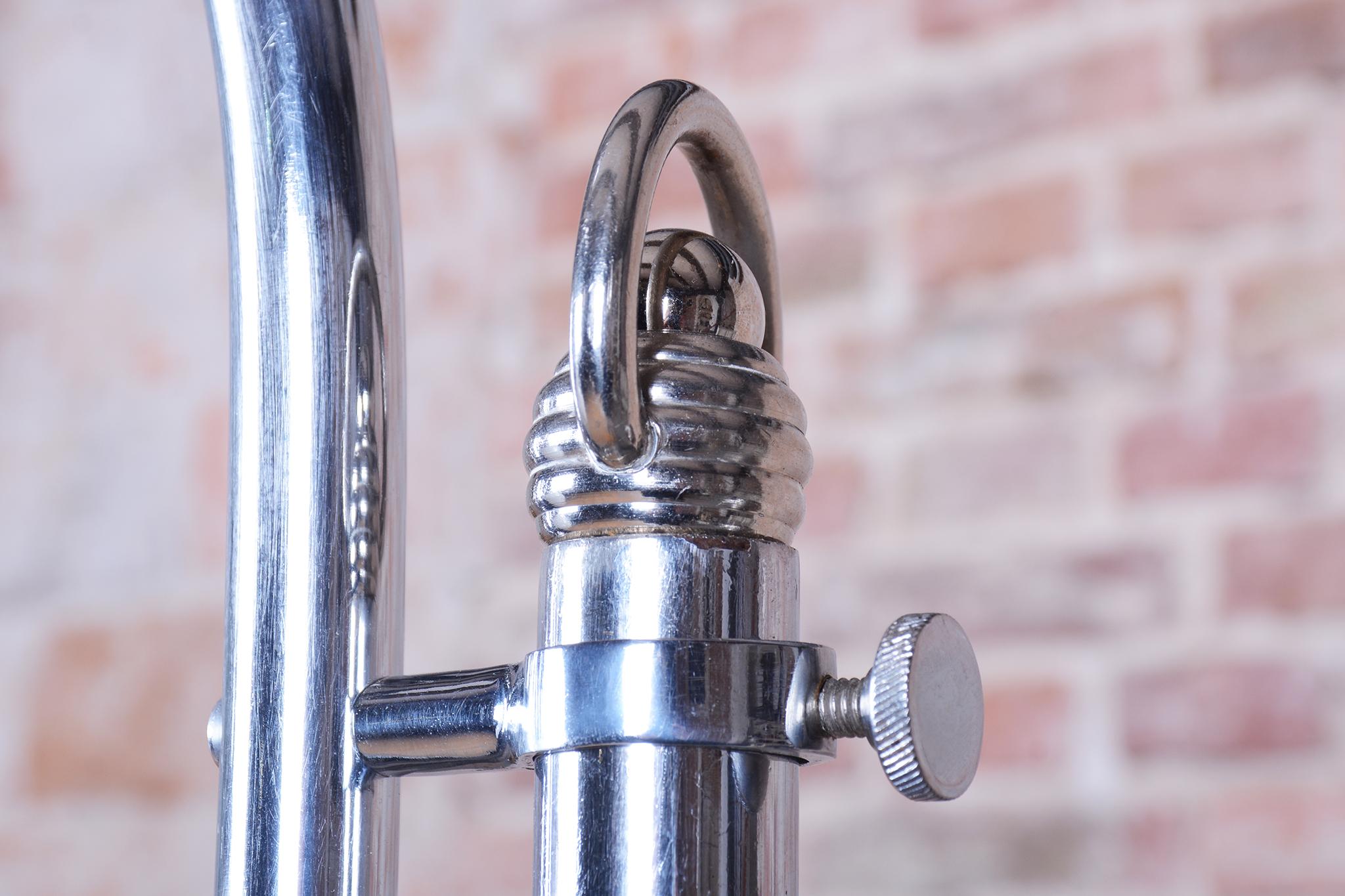 Lampadaire Bauhaus restauré, chrome, hêtre, verre au lait opalin, tchèque, années 1930 en vente 5