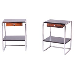 Pair of Original Bauhaus Bedside Tables, by Thonet, Chrome,  Germany, 1930s