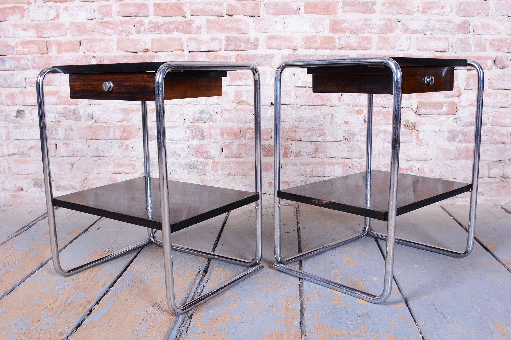 Pair of Original Bauhaus Bedside Tables, by Thonet, Chrome,  Germany, 1930s For Sale 8