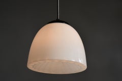 Restored Mid-Century Chandelier, Chrome, Steel, Opal Glass, Czech, 1960s