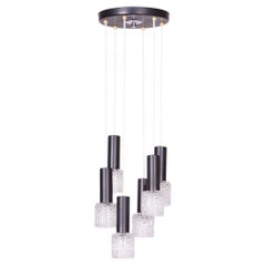 Restored Mid-Century Chandelier, by Elektroinstala Jílové, Steel, Czech, 1960s