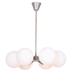 Restored Mid-Century Chandelier, by Kamenický Šenov, Chrome, Glass, Czech, 1960s