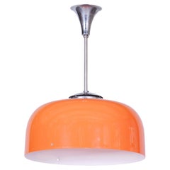 Lampadario d'epoca degli anni ’60 restaurato, cromato, plastica, vetro, cavi sostituiti, Italia, anni ’60