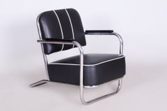 Pair of Restored Bauhaus Armchairs, by Mücke-Melder, Fn24, Leather, Czech, 1930s
