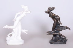 Original Art Deco Sculpture, by Jan Lichtág, Ceramic, Bronze, Czech, 1930s