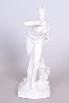 Original Art Deco Sculpture, by Jan Lichtág, Ceramic, Preserved, Czech, 1920s