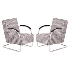 Pair of Restored Bauhaus Armchairs, by A. Lorenz for Mücke-Melder, Czech, 1930s