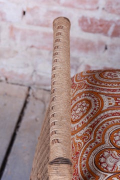 Original Art Deco Stool, Wood, Hemp, Well-Preserved Condition, Czech, 1940s