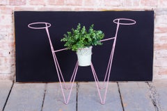 Original Mid-Century Flower Stand, Painted Metal, Well Preserved, Czech, 1950s