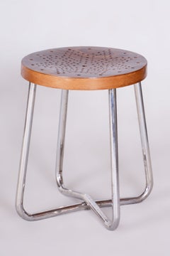 Ein Paar restaurierte Bauhaus-Hocker, verchromter Stahl, Buche, Sperrholz, Deutschland, 1930er Jahre