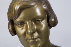 Original Art Deco Bust, Bronze, Marble, Well Preserved, Germany, 1920s