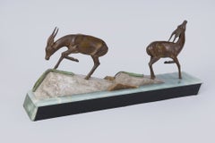 Statuette Art déco d'époque, bronze et marbre, en très bon état, France, années 1920