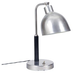 Original Art Deco Table Lamp, Nickel-Plated Steel, Oak, Czech, 1920s