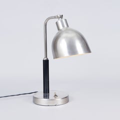 Original Art Deco Table Lamp, Nickel-Plated Steel, Oak, Czech, 1920s