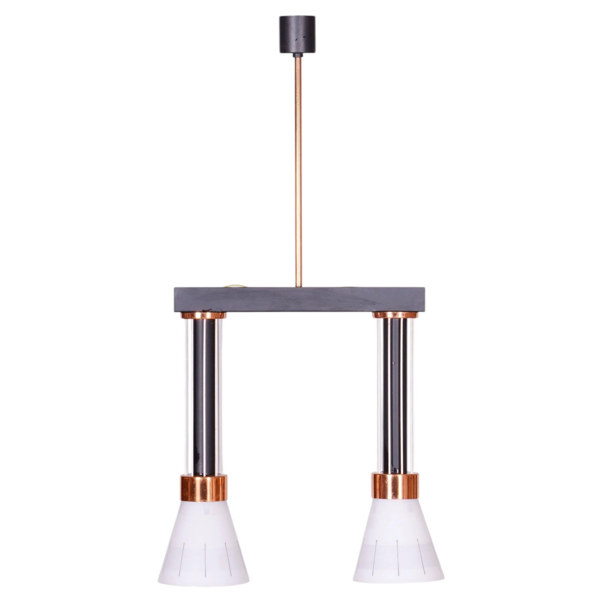 Lampadario originale di metà secolo, metallo laccato, rame, Repubblica Ceca, anni ’60