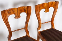 Set of Four Restored Biedermeier Chairs, Walnut, Repolished, Czech, 1840