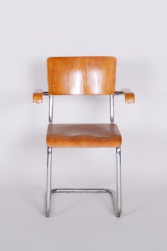 Vierer-Set Bauhaus-Sessel, Vichr a Spol., verchromter Stahl, Buche, 1930er Jahre