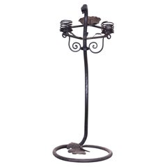 Original Art Deco Candle Stick, Wrought Iron, Well Preserved, Austria, 1920s
