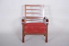 Pair of Restored Art Deco Armchairs, Original Upholstery, Walnut, Czech, 1930s