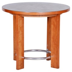 Restored Art Deco Table, Maple, Black Marmoleum, Revived Polish, Czech, 1930s