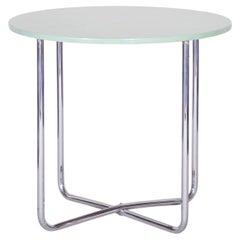 Original Bauhaus Table, Chrome, Lacquered Wood, Well Preserved, Czech, 1930s