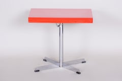 Restored Mid-Century Adjustable Table, Chrome, Lacquered Wood, Czech, 1960s