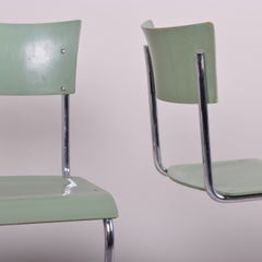 Pair of Original Bauhaus Chairs, by Robert Slezák, Chromed Steel, Czech, 1930s