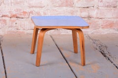 Restored Mid-Century Side Table, Beech, Plywood, Formica, Czech, 1950s