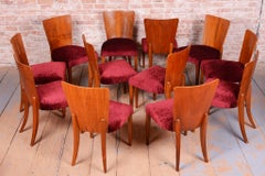 Set of Twelve Original Art Deco Chairs, J. Halabala, UP Závody, Czech, 1940s