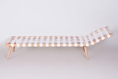 Restored Mid-Century Chaise Lounge, by Jan Vaněk, Beech, Czech, 1950s