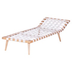 Restored Mid-Century Chaise Lounge, by Jan Vaněk, Beech, Czech, 1950s