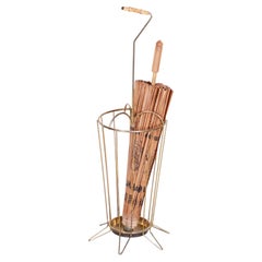 Original Mid-Century Umbrella Stand, Brass, Well Preserved, France, 1950s