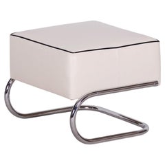 Taburete Bauhaus restaurado, de Robert Slezák, acero cromado, cuero, República Checa, década de 1930