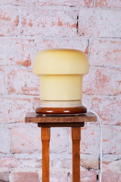 Restored Mid-Century Table Lamp, Ceramic, Glass, Well Preserved, Czech, 1960s
