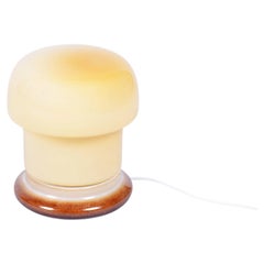 Restored Mid-Century Table Lamp, Ceramic, Glass, Well Preserved, Czech, 1960s