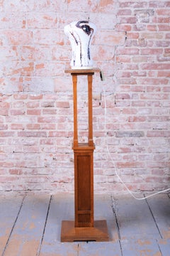 Restored Mid-Century Table Lamp, Marbled Glass, Rewired, Czech, 1960s