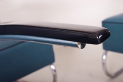 Restored Bauhaus Armchair, by Mücke-Melder, Chrome, Leather , Czech, 1930s