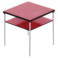 Original Bauhaus Small Table, Chromed Steel, Formica, Czech, 1940s